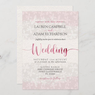 Invitation Mariage floral rose rousse