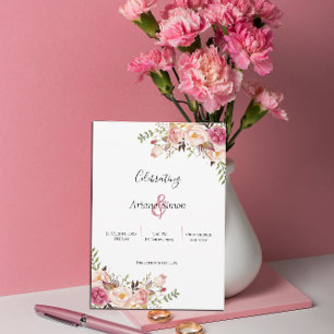 Invitation Mariage floral rose simple