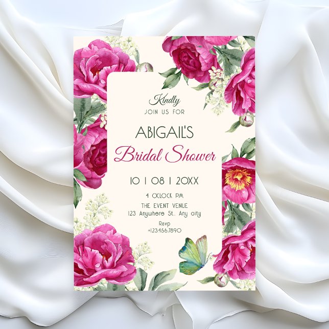 Invitation Mariage floral rose sous la douche (Créateur téléchargé)