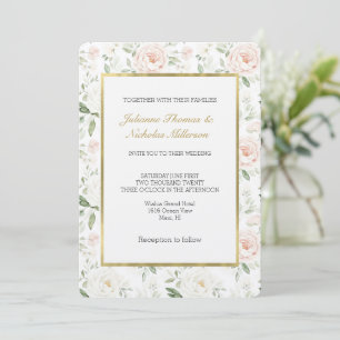 Invitation Mariage floral rose tendre