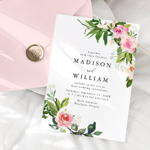 Invitation Mariage Floral Rose Tendre