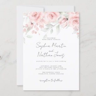 Invitation Mariage floral rose tendre