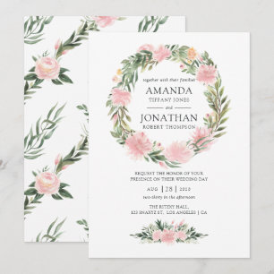 Invitation Mariage Floral Rose Tropical