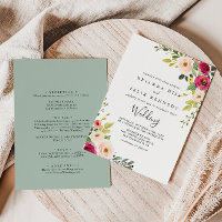 Mariage floral rose verdoyant avant et arrière