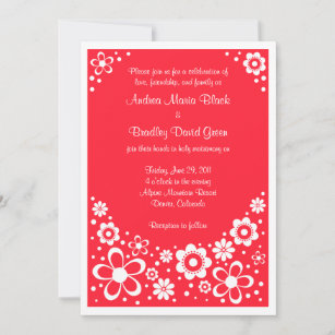 Invitation Mariage floral rouge et blanc de pastèque