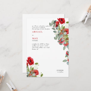 Invitation Mariage floral rouge Eucalyptus