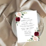 Invitation Mariage floral rouge rose et bordeaux<br><div class="desc">Blush Pink & Burgundy Red Floral Faire-part de mariage Nous avons aussi beaucoup d'autres Invitation et collections.</div>