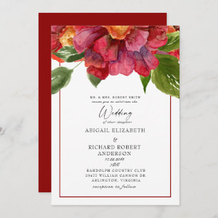 Invitation Mariage floral rouge Toscan Bold Parents