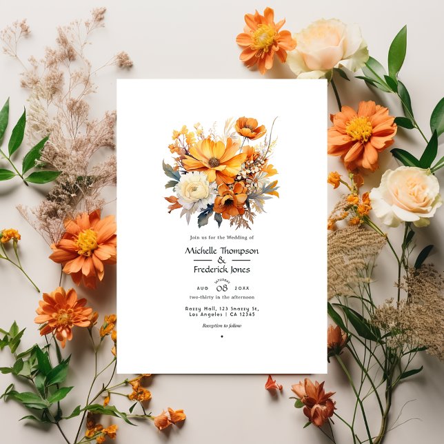 Invitation Mariage floral rouille (Créateur téléchargé)