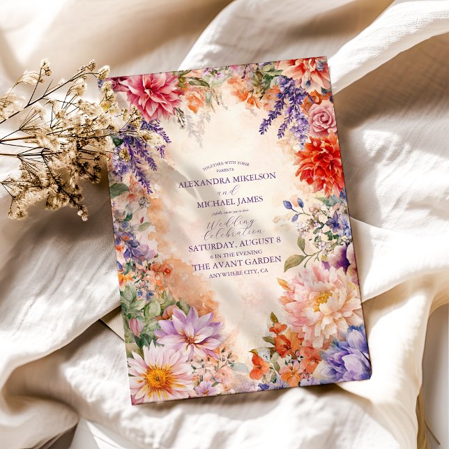 Invitation Mariage floral royal victorien boho  (Créateur téléchargé)
