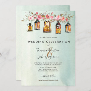 Invitation Mariage floral Rustic Chic Lanterns