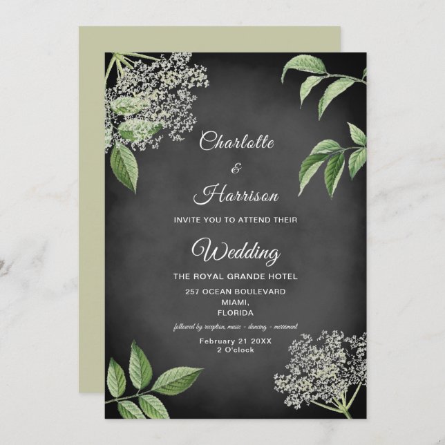 Invitation Mariage floral rustique (Devant / Derrière)