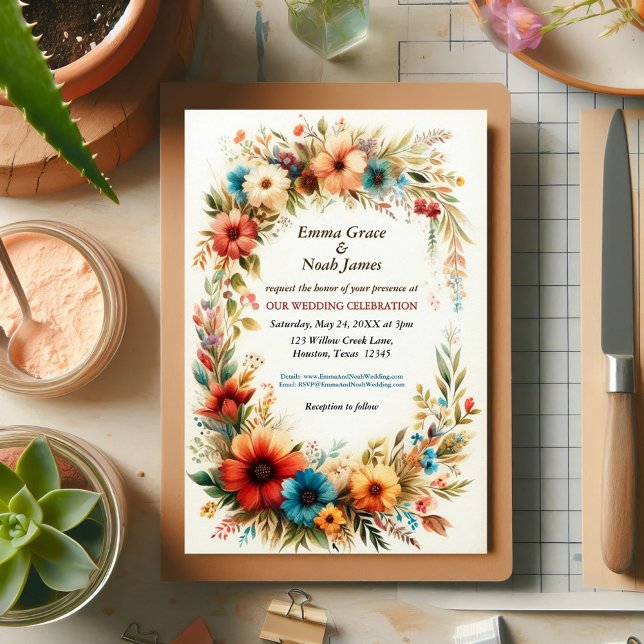 Invitation Mariage Floral Rustique (Créateur téléchargé)