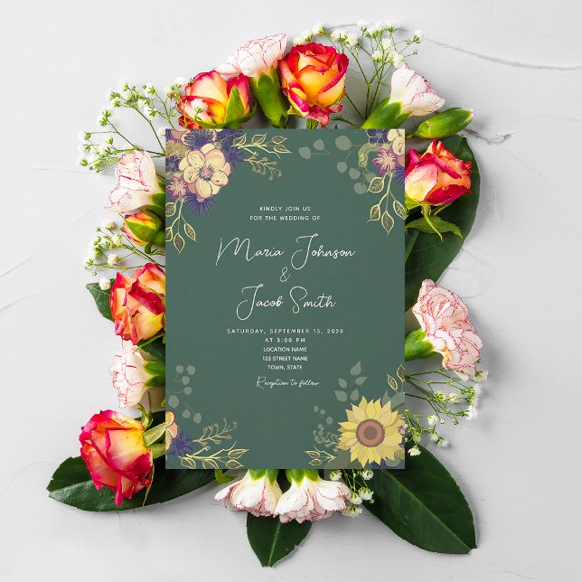 Invitation Mariage floral rustique au tournesol (Créateur téléchargé)