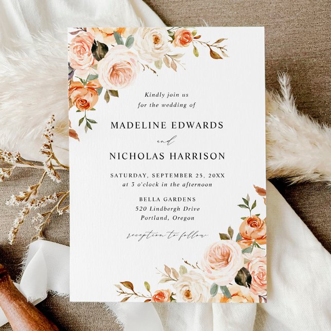 Invitation Mariage Floral Rustique Automnal Aquarelle (Créateur téléchargé)