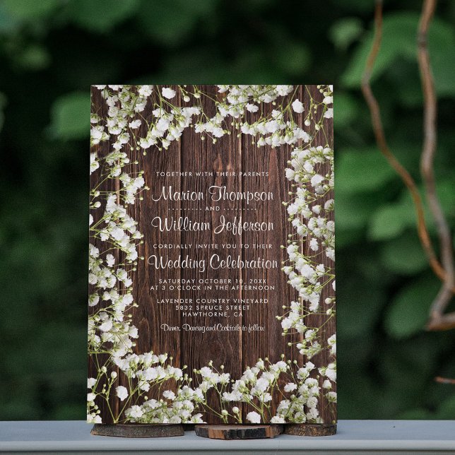 Invitation Mariage Floral Rustique Baby's Breath (Créateur téléchargé)