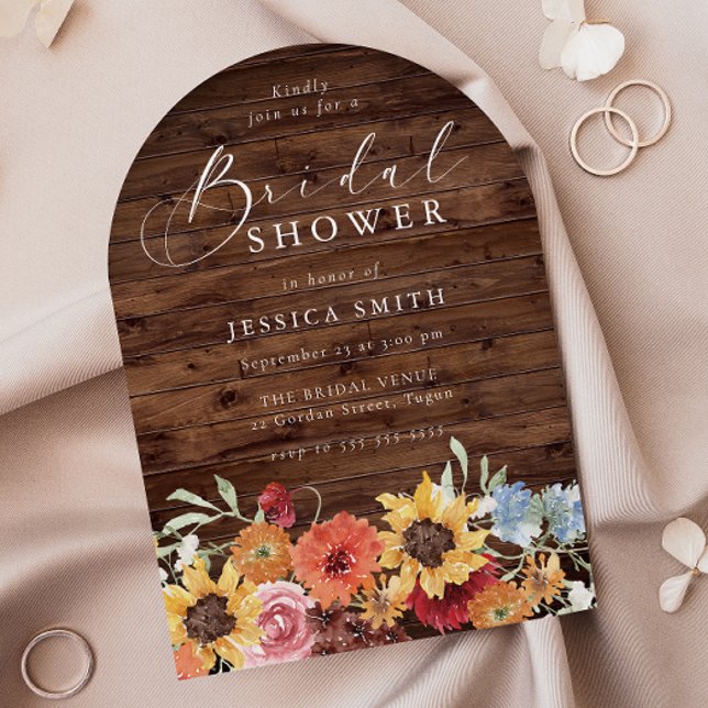 Invitation Mariage Floral Rustique Bois Moderne Printanier  (Créateur téléchargé)