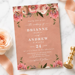 Invitation Mariage Floral Rustique Chic aux Pétales de Pêche