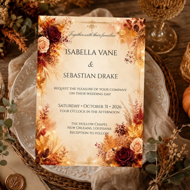 Invitation Mariage Floral Rustique d'Automne (Créateur téléchargé)