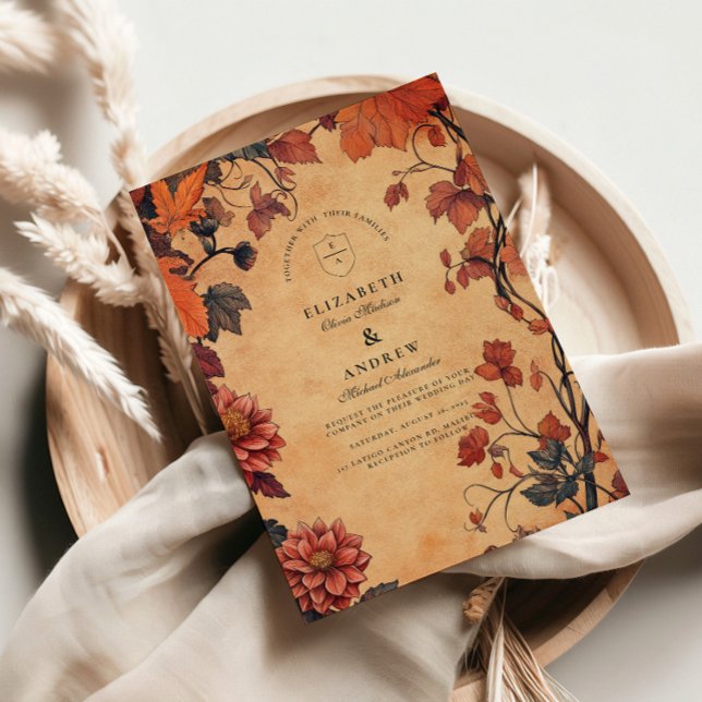 Invitation Mariage floral rustique d'automne (Créateur téléchargé)