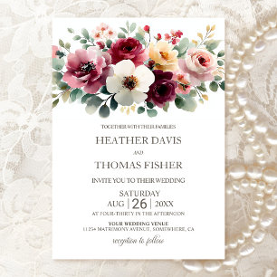 Invitation Mariage floral rustique de Bourgogne