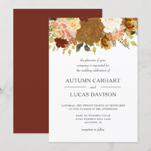 Invitation Mariage Floral Rustique de Jardin d'Automne