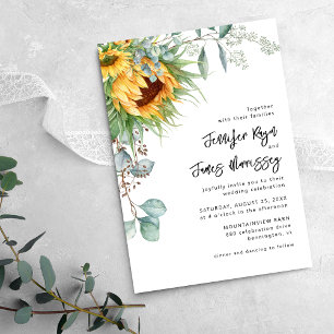 Invitation Mariage floral rustique de tournesol Eucalyptus