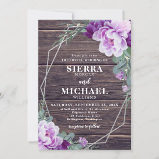 Invitation Mariage floral rustique et argenté