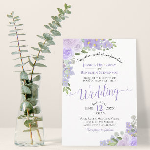 Invitation Mariage Floral Rustique Lavande violet