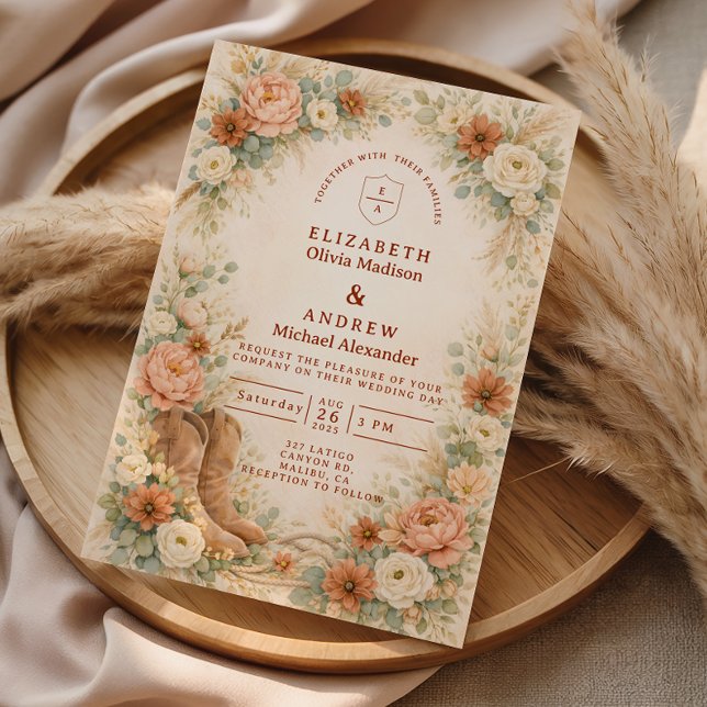 Invitation Mariage Floral Rustique Occidental sous une Arche (Créateur téléchargé)