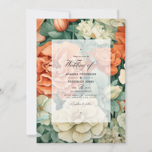 Invitation Mariage floral Sage Green et léger Terracotta