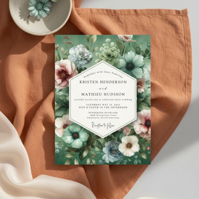 Invitation Mariage Floral Sage Nostalgie (Créateur téléchargé)