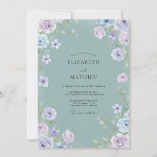 Invitation Mariage Floral Sage Rêveur Violet