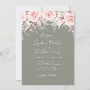 Invitation Mariage Floral Sauge Rose Blush