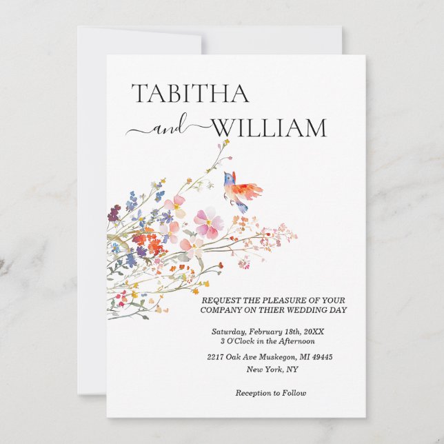 Invitation Mariage floral sauvage Boho  (Devant)