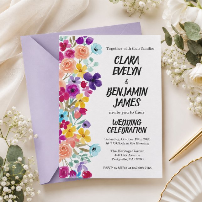 Invitation Mariage floral sauvage et coloré (Créateur téléchargé)