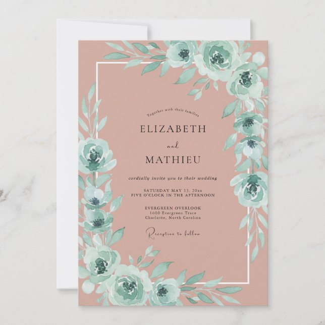 Invitation Mariage Floral Sérénité Mauve (Devant)