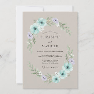 Invitation Mariage Floral Sérénité Vert Menthe