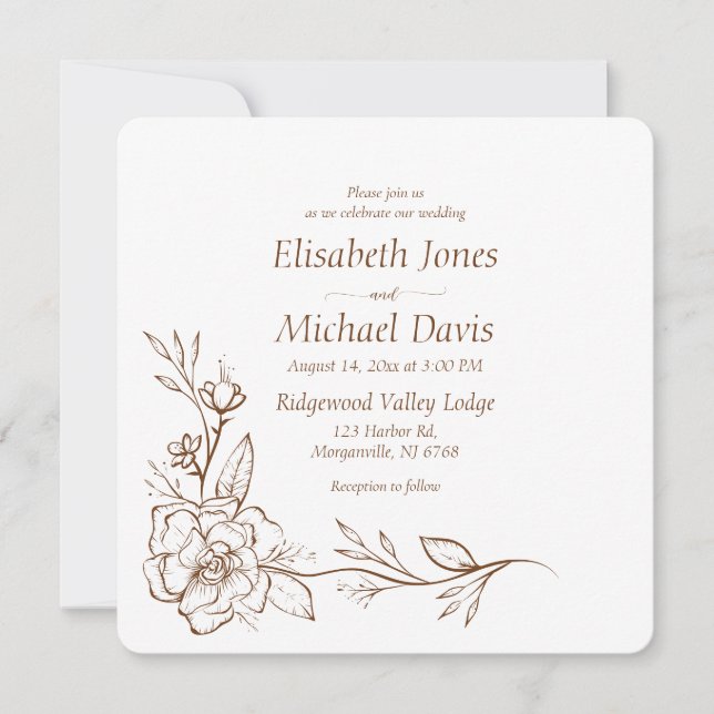 Invitation Mariage floral simple (Devant)