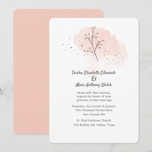 Invitation Mariage floral simple (Devant / Derrière)