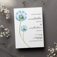 Mariage floral simple bleu lilas vert dandelion