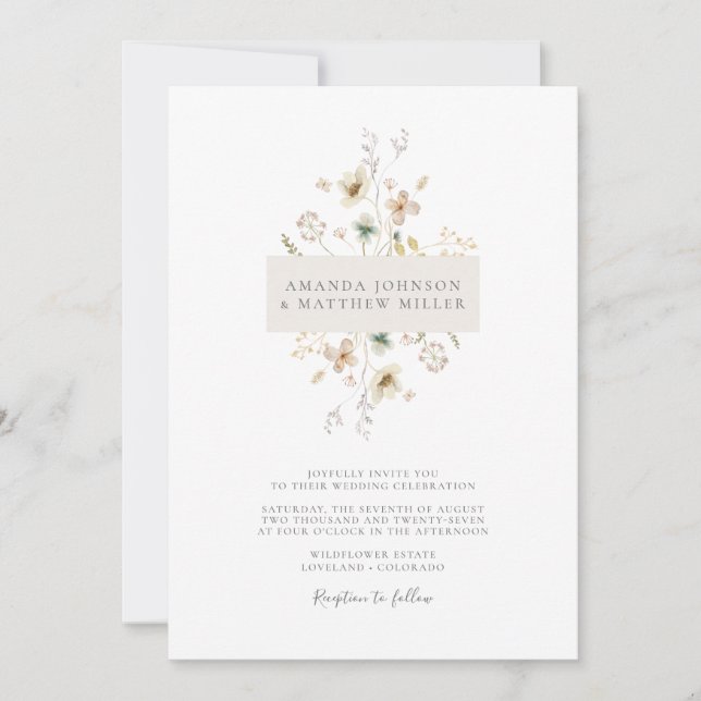 Invitation Mariage floral simple et élégant (Devant)