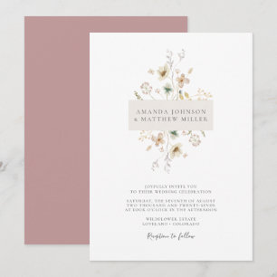 Invitation Mariage Floral Simple Minimal Élégant Pressé