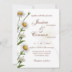 Invitation Mariage floral simple moderne Daisy