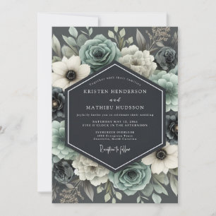 Invitation Mariage Floral Slate & Ivory Humeur