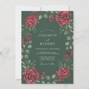 Invitation Mariage Floral Splendide Vert Chasseur