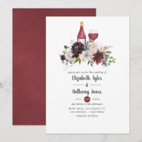 Mariage floral sur le thème du vin bordeaux et blu