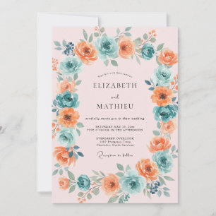 Invitation Mariage Floral Teinte de Corail