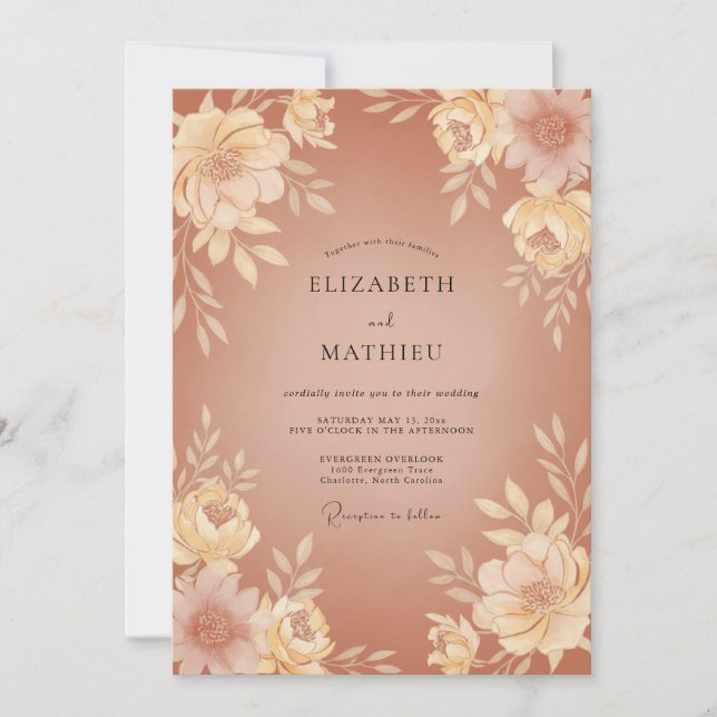 Invitation Mariage Floral Terracotta (Devant)