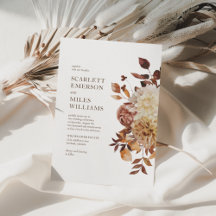 Mariage Floral Terracotta Automne Moderne Blanc